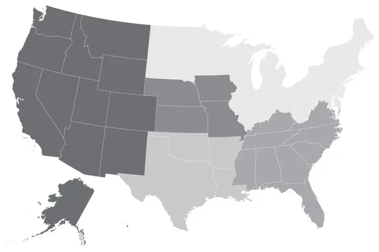 USA map with sales territory regions