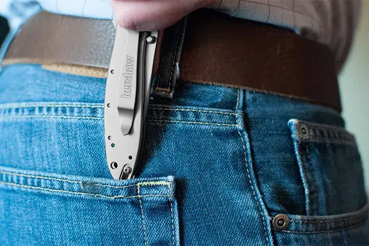 Putting Kershaw Leek in Back-Right Pocket